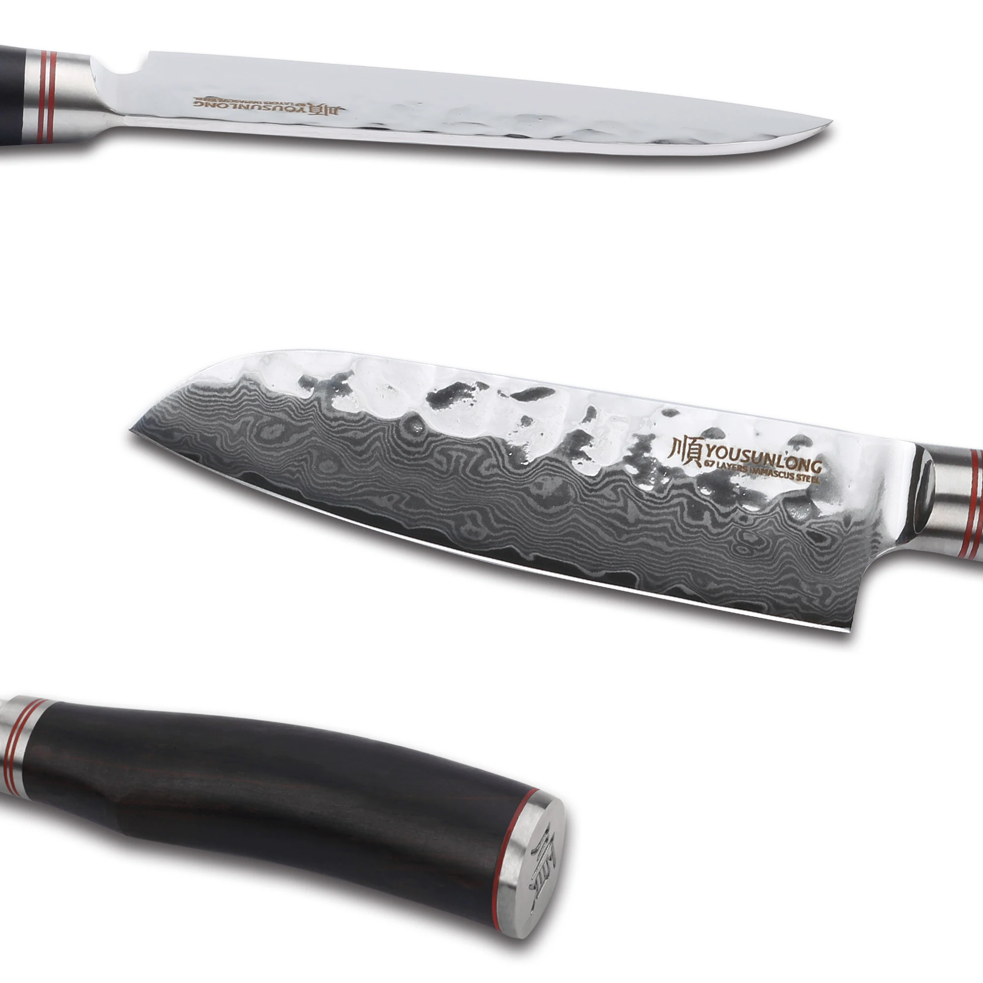 YOUSUNLONG Santoku нож 5 дюймов ножи для столовых приборов японский 67 слоев VG 10 вбитая