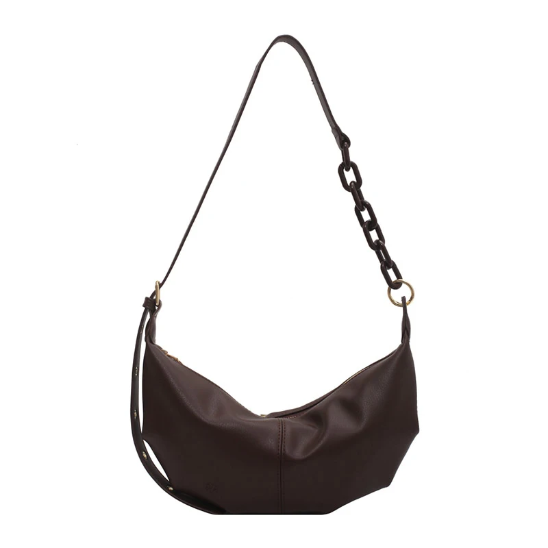 

High Capacity Half Moon Crossbody Bags For Women PU Leather Brand Handbag Fashion Chain Shoulder Bag Female Travel Messenger Bag