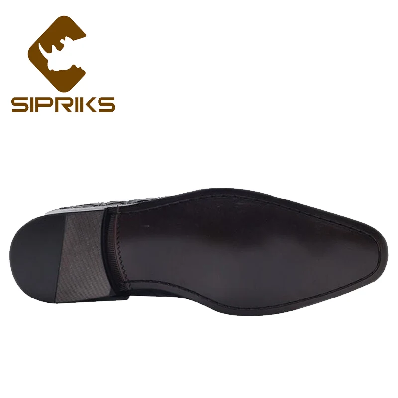 Sipriks/Мужские модельные туфли из натуральной кожи с принтом под крокодиловую кожу