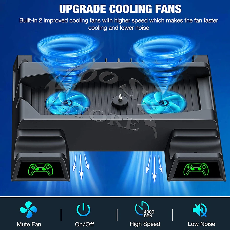 ps5 console cooling fan stand joystick charger 13 pcs game disc storage bracket tower for playstation 5 digital editionultra hd free global shipping