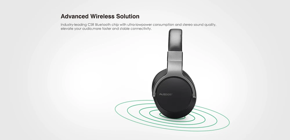 Ausdom ANC8 активные Беспроводные наушники с шумоподавлением, bluetooth-гарнитура с супер Hi-Fi глубокими басами, 20 ч, время воспроизведения для работы в путешествиях