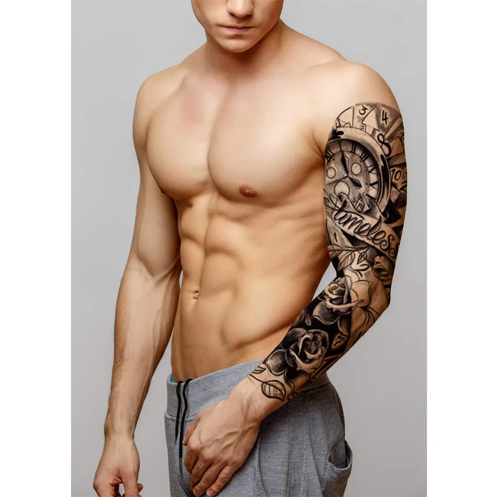 Temporary Waterproof Tattoo Sleeves  Forest Lion Tiger 8 Sheets Large Black Full Body Art Arm Tattoo Stickers For Men Women