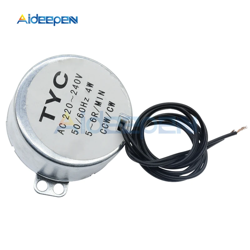 TYC-50 переменного тока 12V AC 220-240V 50/60 Гц 4 Вт синхронный двигатель 5-6 об/мин прочный высокий крутящий момент с заглушкой по часовой стрелке против часовой стрелки