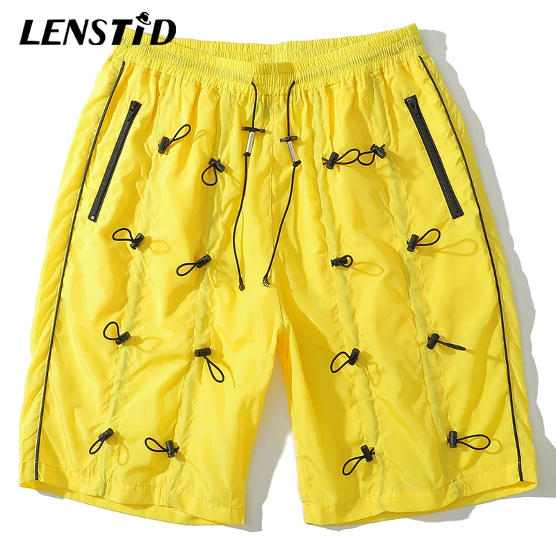 Мужские пляжные шорты LENSTID уличные хипстерские в стиле хип-хоп на завязках