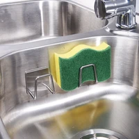 1pcs kitchen sponges holder self adhesive stainless steel drain drying rack kitchen sink accessories