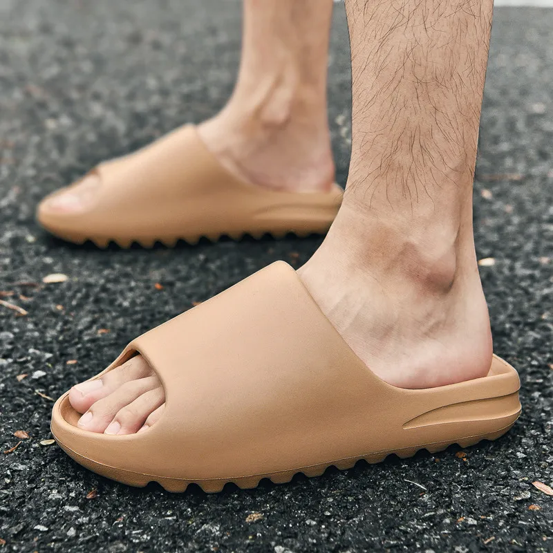 Men's Summer Slides Bone White Breathable Cool Beach Sandals Flip Flops Fish Mouth Men Slippers Lightweight Plus Size 35-46 images - 6