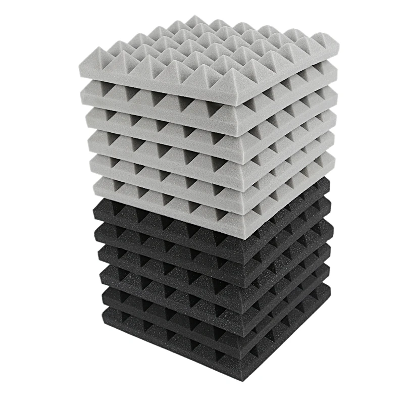 

Charcoal Acoustic Foam Tiles Soundproofing Foam Panels Studio Sound Padding 2 x 10 x 10 Inch