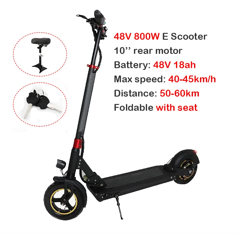 48V800W18AH seat 48V1000W E скутер максимальная скорость до 48KMH Longboard 10 ''складной взрослый с сиденьем Ховерборд скейтборд Patinete Электрический скутер - Цвет: 48V800W18AH seat