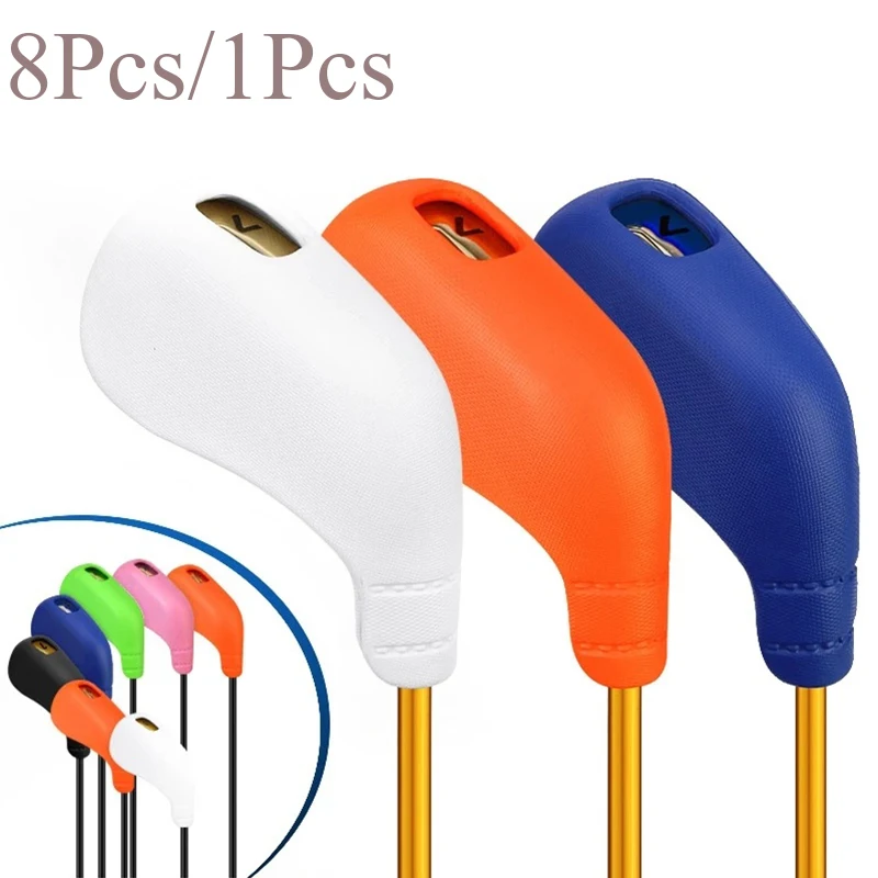 

8 Pcs/1Pcs Golf Iron Head Cover TPE Eco Friendly Durable Waterproof Golf Headcover Blue Black Pink White Green Head Protector