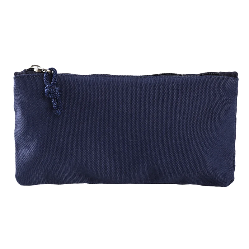 

LKEEP Plain Navy Blue Cotton Canvas Cosmetic Bag Travel Toiletry Makeup Zipper Pouch Bag