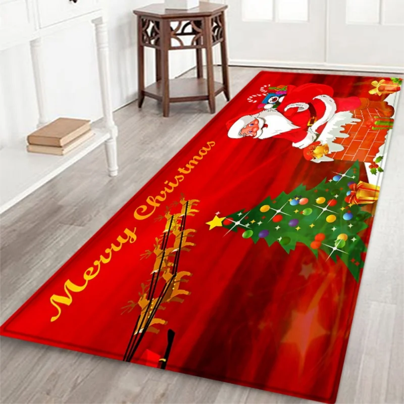 Merry Christmas Rug Soft Flannel Floor Mat Carpet With Non-Slip Back Living room Bathroom Door Holiday Home Decorations | Дом и сад