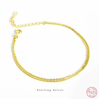 925 sterling silver korean simple snake bone chain double bracelet women adjustable classic jewelry accessories girlfriend gift