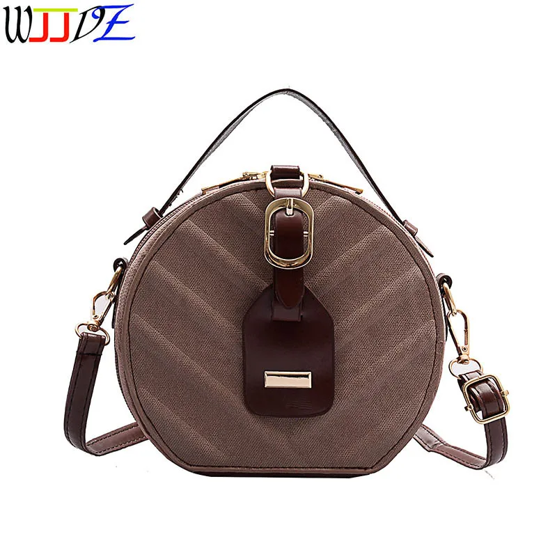 

Women's Shoulder Messenger Bag Designer Chain Handbags Fashion Shoulder Strap Plaid Leather Solid Color Small Round Bag WJJDZ