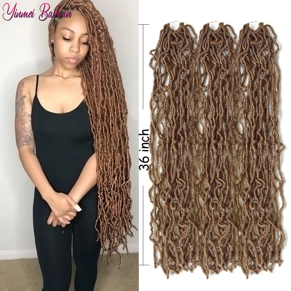 

Nu Locs Crochet Hair 36 Inches Soft Locs Crochet Braids Hair for Women Synthetic Black Brown Goddess Faux Locs Hair Extensions