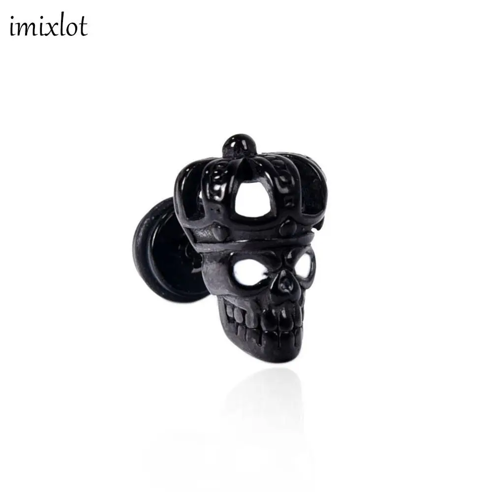 

New imixlot Piercing Jewelry Ear Piercing Skull Crown Shape Piercing Earrings Unisex Fashion Hip-Hop Style Jewelry