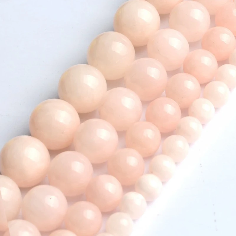 Натуральный камень светло-розовые бусины из нефрита Круглые свободные для