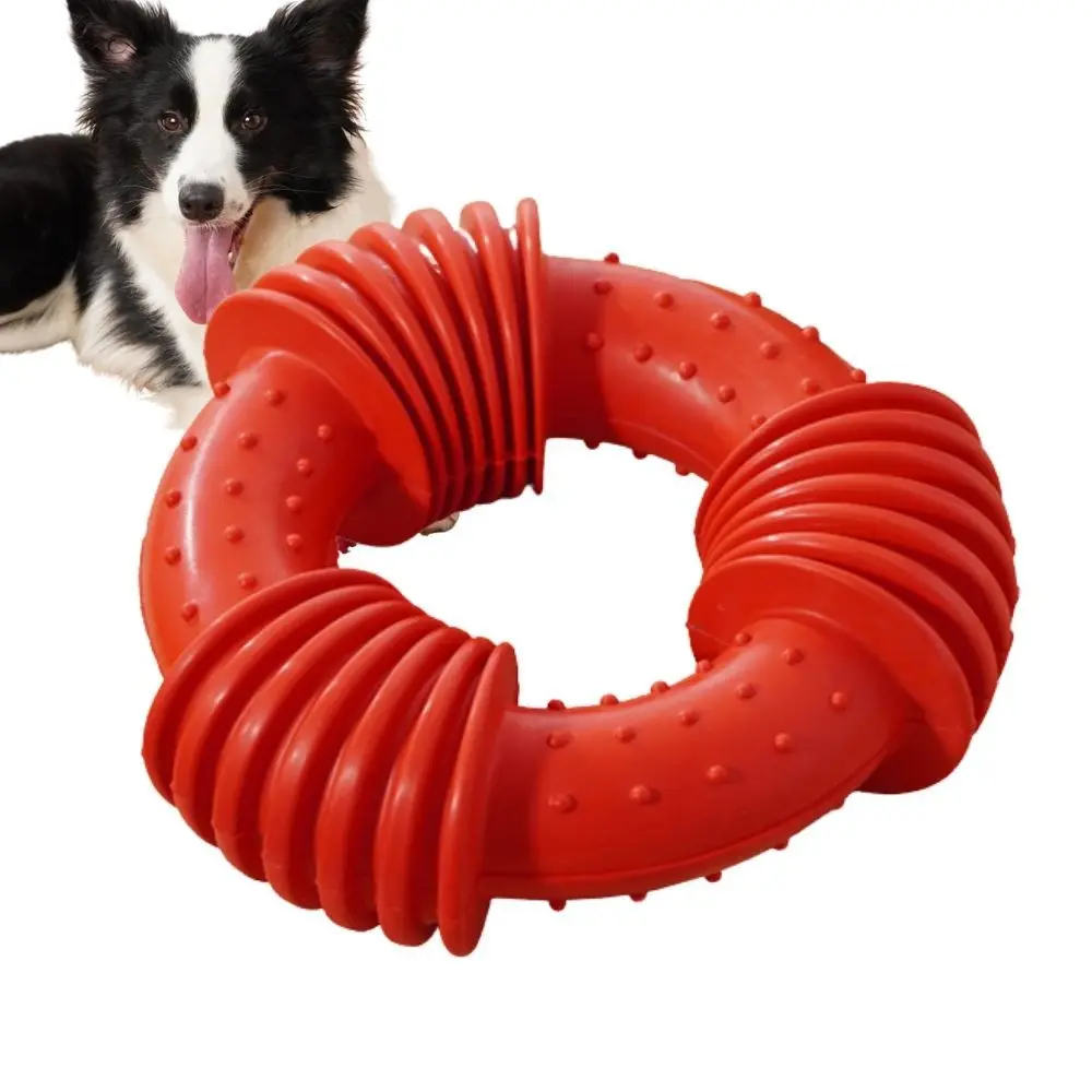 

Durable Dog Chew Toy Bite Resistant Natural Rubber Interactive Teeth Cleaning Ring For Dogs Labrador Aggressive Chewers Training