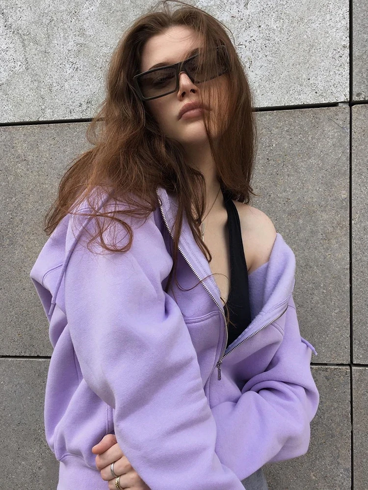 Casual Zipper Basic Short Pollovers Autumn Winter Long Sleeve Hoody Sweatshirts Hooded Streetwear Women Outfits Coats | Женская одежда