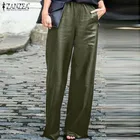 Женские брюки из искусственной кожи, длинные черные брюки с широкими штанинами, с эластичным поясом, ZANZEA 2021
