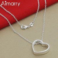 aimarry 925 sterling silver love heart pendant necklace for women men engagement wedding gifts charm jewelry