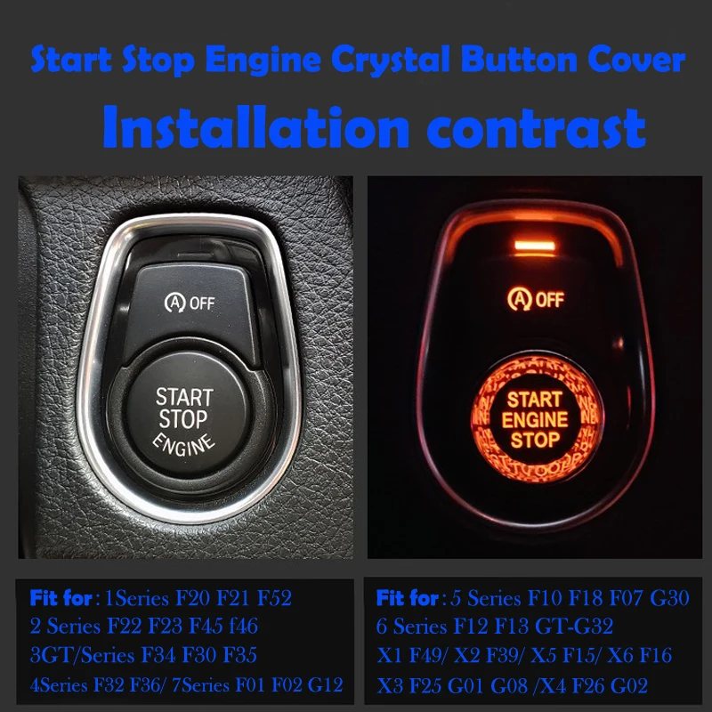 Хрустальная крышка кнопки для BMW серии F F10 F20 F25 F30 F32 F34 G Series G30 G01 G02 замена двигателя