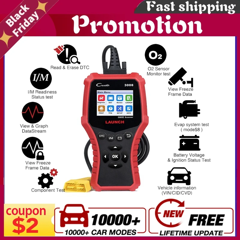 Cr3008 Obd2 автомобильный сканер X431 считыватель кодов двигателя Cr 3008 Obdii Pk Nt301 Kw680