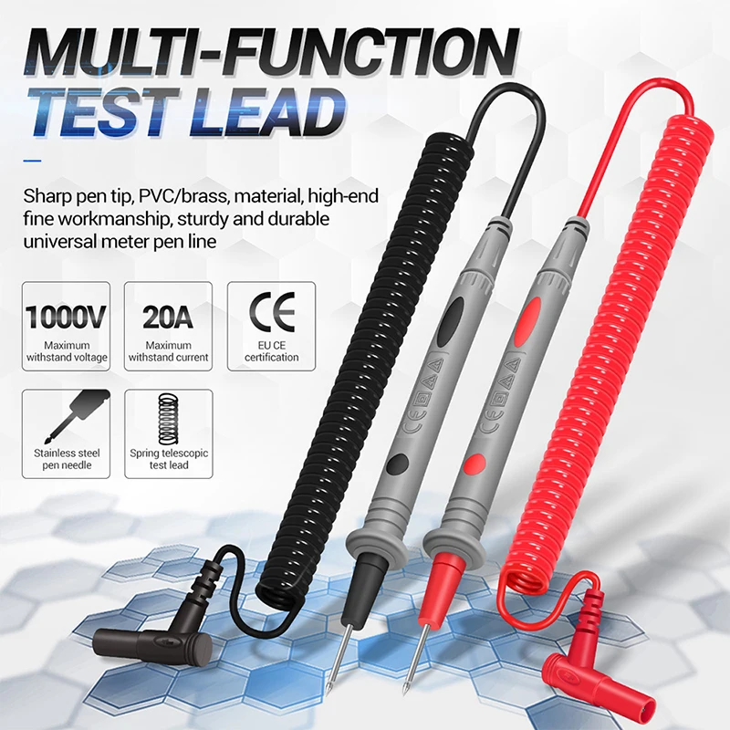 

PT2009 Silicone Draad Multimeter Lente Intrekbare Probe Meter Pen Lead 1000V20A Speciale Tip Meter Pen Anti-Brandende Universele