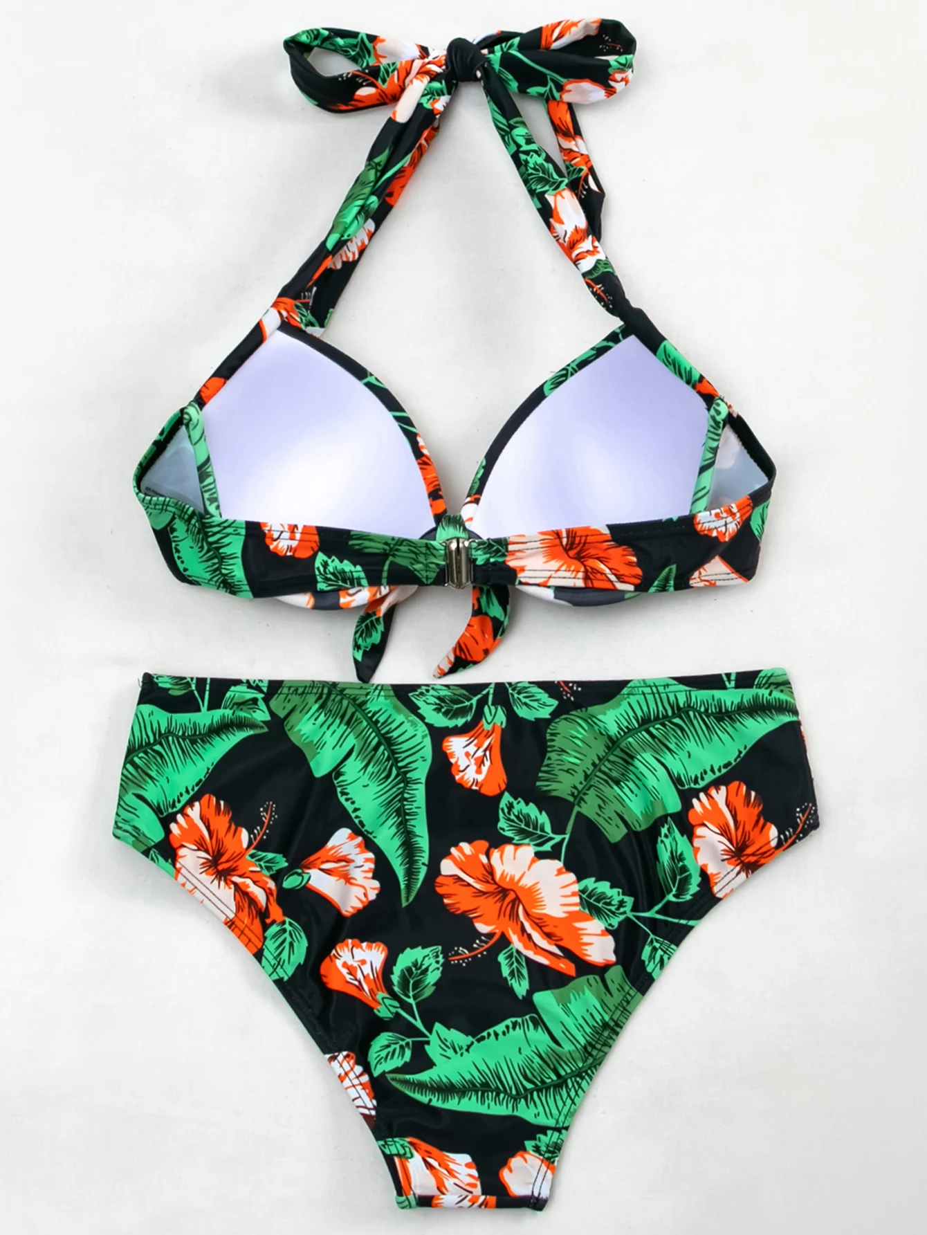

Tropical Underwire Bikini Push Up 2 Piece Set Women Plus Size Swimwear Brazil High Waist Bathing Suit Bikini Top for Big Boobs