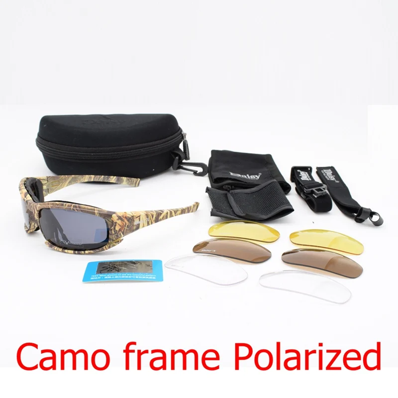 camo frame polarized Поляризационные армейские солнцезащитные очки, военные очки с 4 линзами, мужские тактические уличные спортивные солнцезащитные очки - Цвет: camo frame polarized