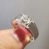 9K White Gold ring excellent cut men Wedding Anniversary Ring Luxury 1ct D color smooth setting Moissanite jewelry