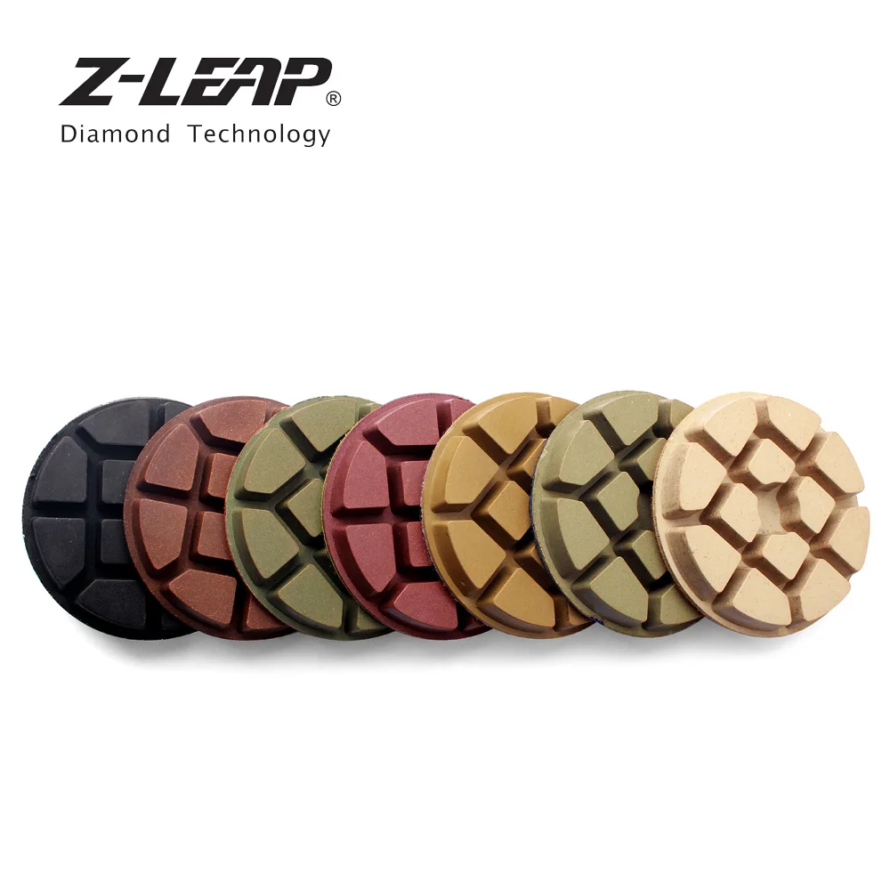 

Z-LEAP 3" 7pcs Diamond Floor Polishing Pads 80mm Resin Bond Wet Sanding Disc Thickness 10mm For Concrete Terrazzo Stone Grinding