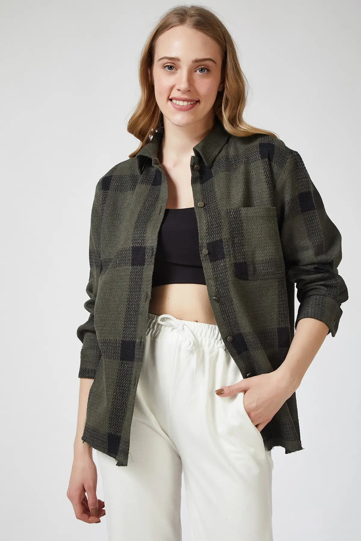 Счастливый ист. Женская рубашка в клетку US00388| |