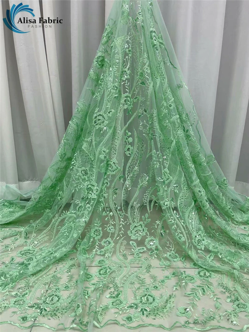 

African Handmade Beaded Lace Fabric African Lace Fabric 2021 High Quality Sequin Lace Fabric French Net Lace For Party Wedding