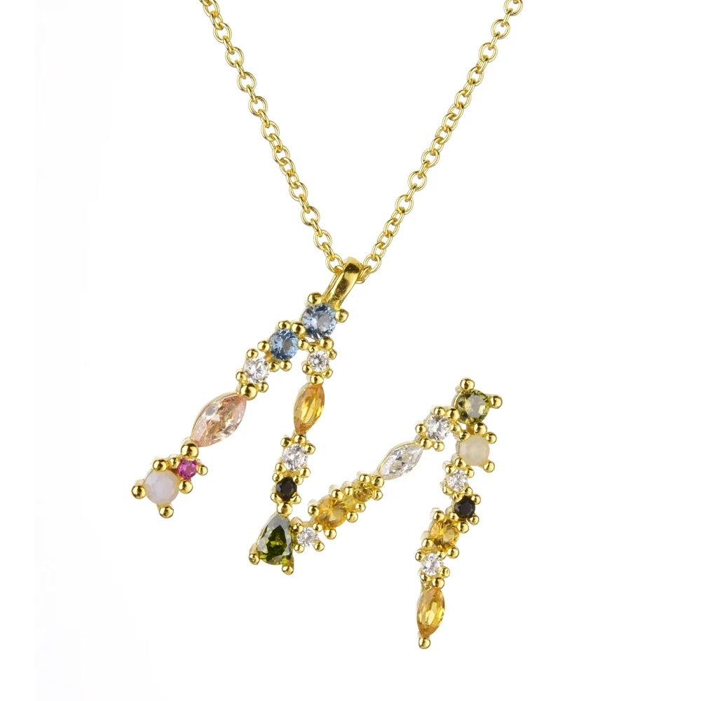 Gold M Altruist 925 пробы серебро I Am Initial C P кулон Nekclace Красочный Кристалл Мини-проба Длинная цепочка регулируемое ожерелье ювелирные изделия - Окраска металла: Gold M