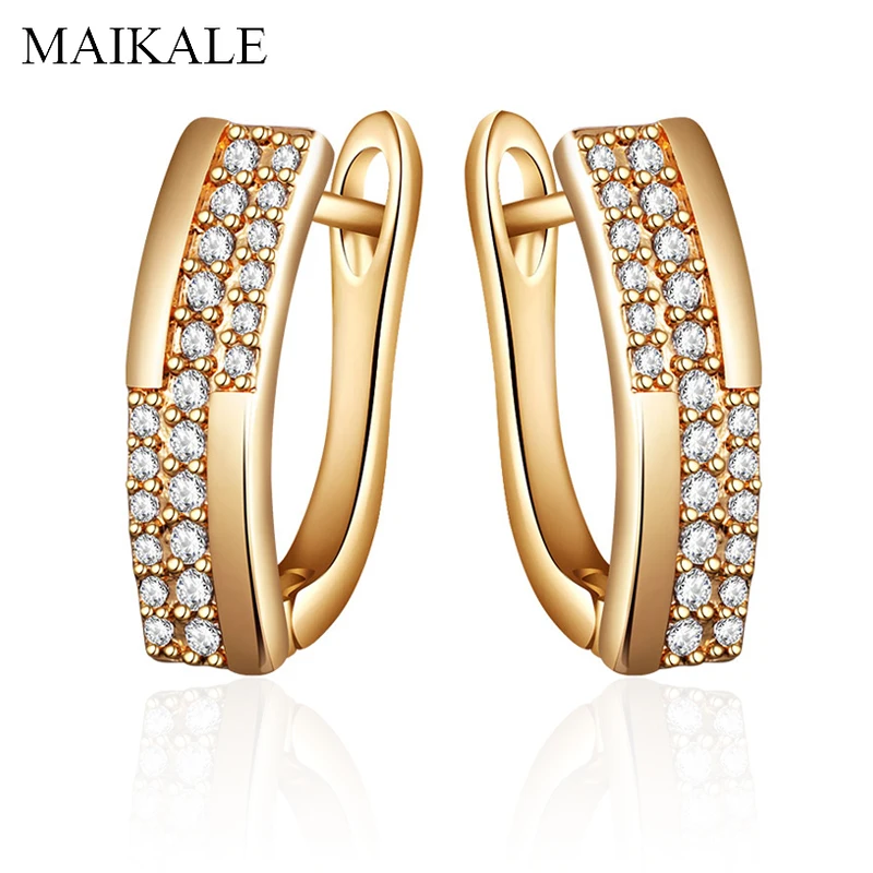 

MAIKALE Luxury AAA Cubic Zirconia Stud Earrings for Women Gold Silver Color CZ Crystal Earrings Wedding Party Exquisite Jewelry
