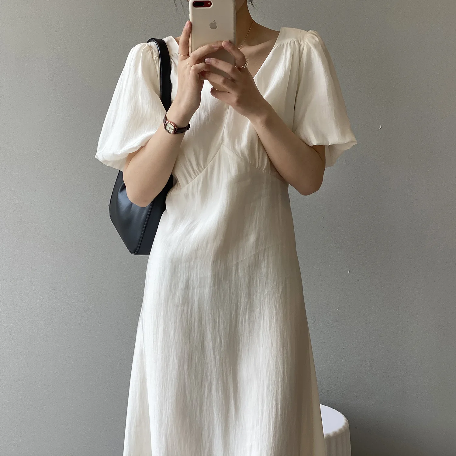 

Nice New Women Summer Maxi Dress Vestidos V-Neck Puff Sleeve Casual Women Elegant Long Dress Vestidos