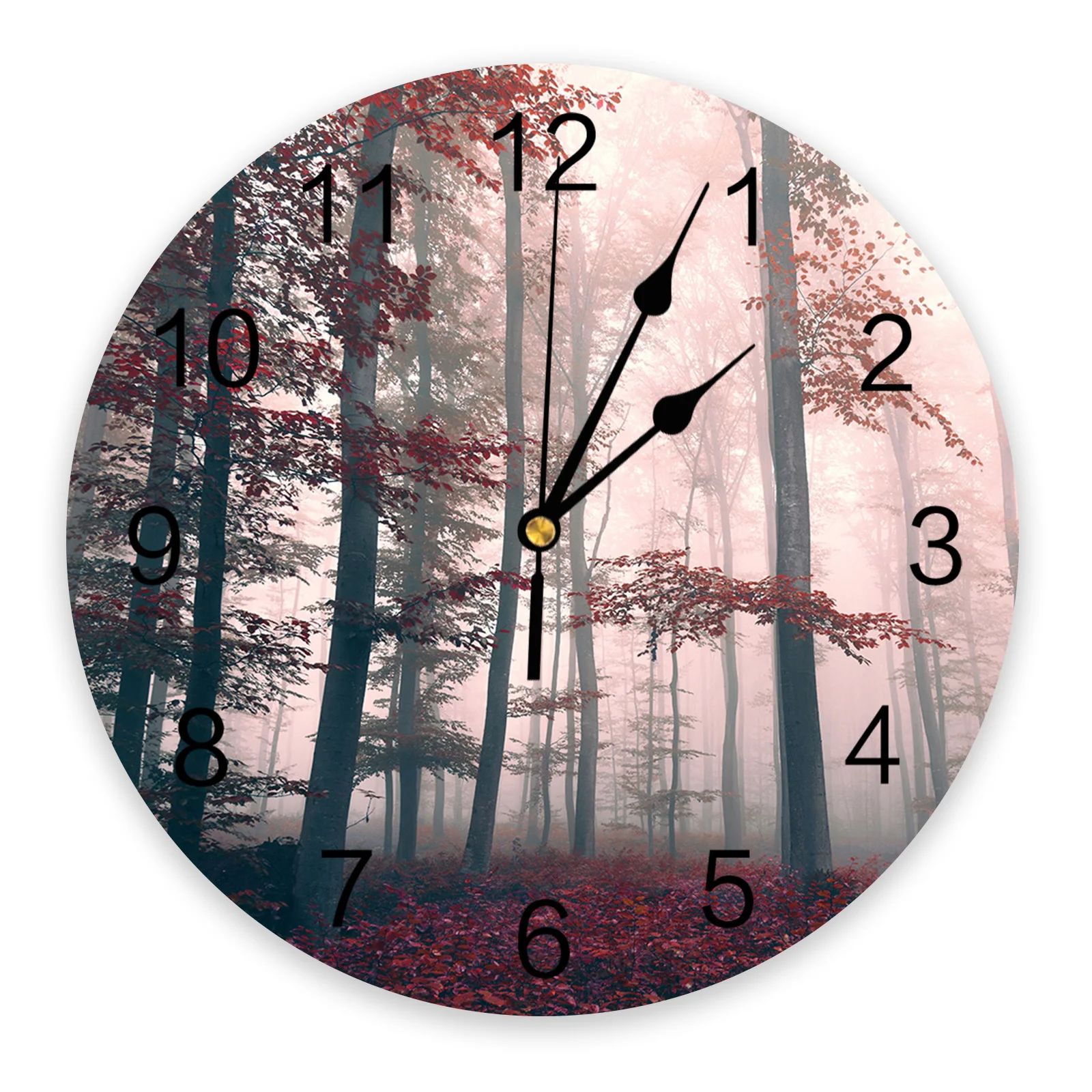 

Autumn Woods Mysterious Fog Wall Clock Bedroom Silent Wall Digital Clock Living Room Decor Wall Clock Modern Design