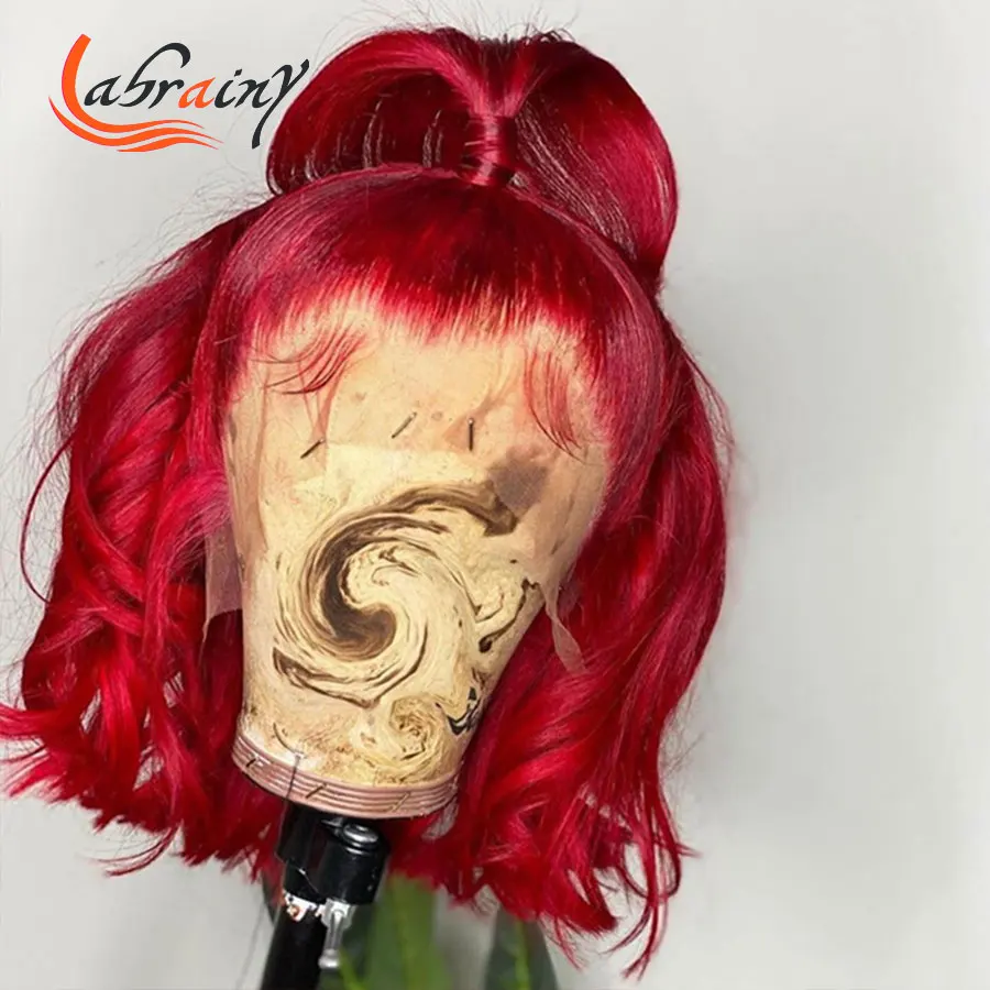 

Red Hd Transaprent Lace Frontal Human Hair Wigs 99J Glueless Burgundy Bob Pre Plucked 613 Blonde Lace Front Wig Body Wave 13x6