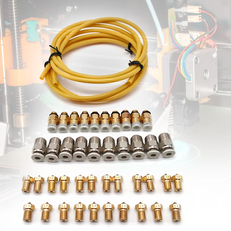 

PTFE Bowden Tube 2mmx4mm with Pneumatic Connector+Nozzle Extruder Print Head for 3D Printer VH99