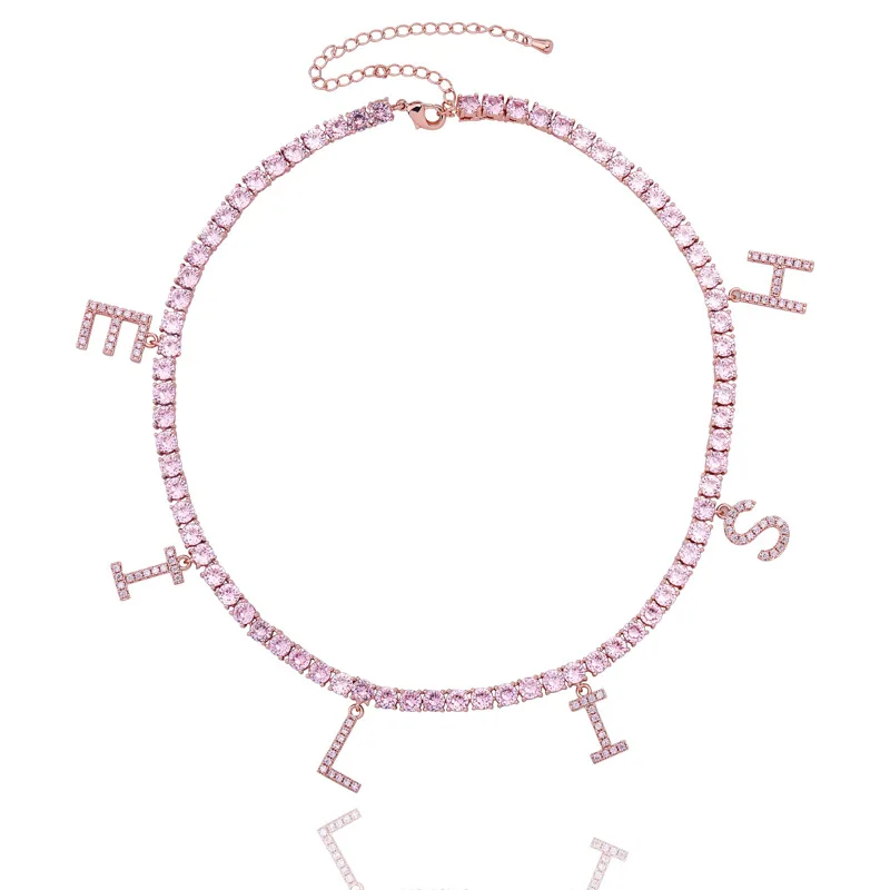 Хип-хоп 1 ряд Циркон блестящая ледяная бабочка lette теннисная цепочка на шею для