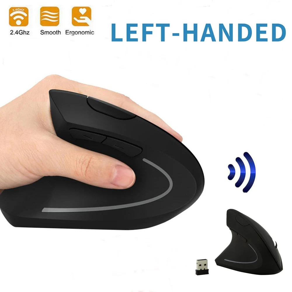 

Portable Left-hand Mouse 2.4G Wireless 1600DPI Adjustable Optical Mice 6D Ergonomic Vertical Gaming Mouse Office Game Accessorie