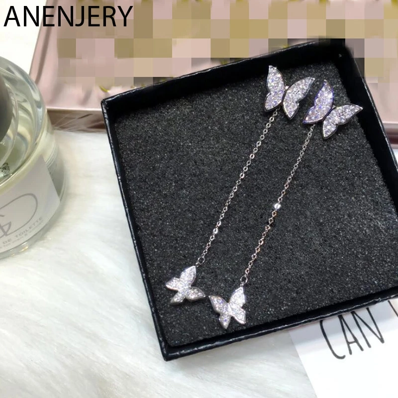 ANENJERY 925 стерлингового серебра Серебряные серьги для Для женщин ослепительно Micro CZ
