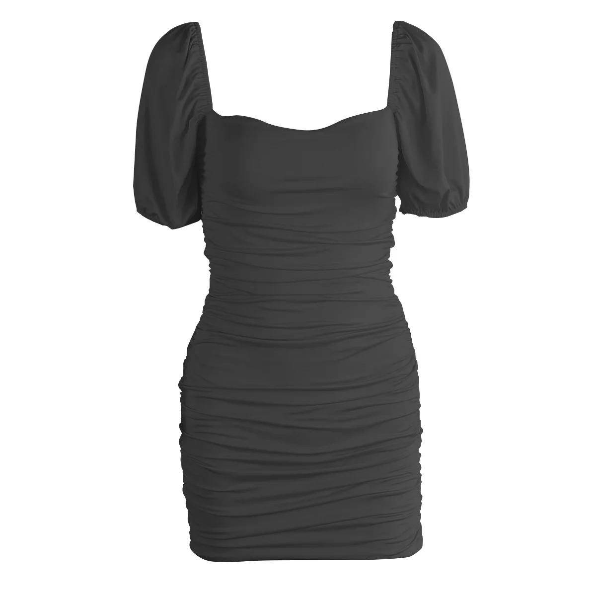 

Women's Bubble Sleeve Backless Summer Sexy Low-Cut Pleated Dress Short Sleeve Skirt Birthday Dress for Women
