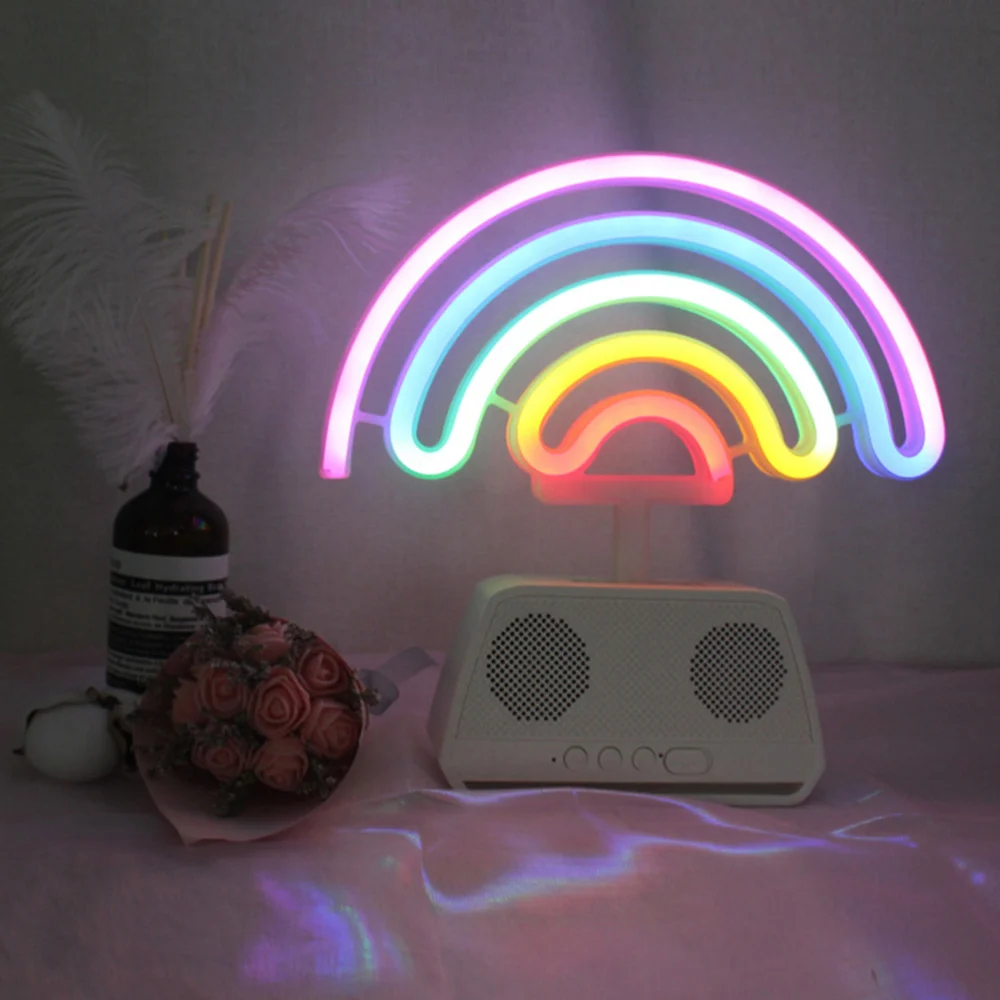 

1PC LED Night Light Colorful Rainbow Dual Use Light Wireless Sound Battery
