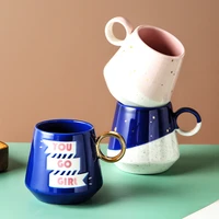 ceramic cup mug home office creative tracing gold splash ink ins couple water cup accompanied by hand gift coffee cup