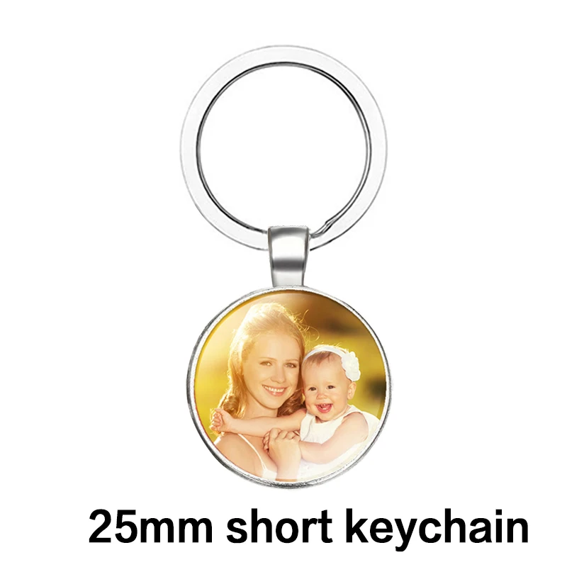 25mm short chain Двойной уход за кожей лица персонализированные пользовательские брелки для ключей для Семья брелоки с фотографиями 25/30 мм кабошонов календарь Брелки Свадебные Рождественский подарок - Цвет: 25mm short chain