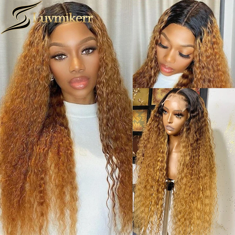 

Water Wave Honey Blonde Lace Front Wigs Long 13x6 Hd Lace Frontal Wig Curly Brown Roots Colored Human Hair Wig For Black Women