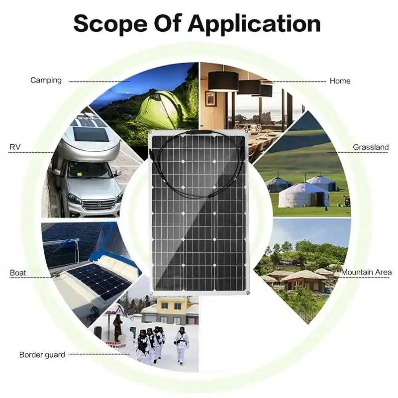 

18V Solar Panel 300W/150W Semi-flexible Monocrystalline Solar Cell DIY Cable Waterproof Outdoor Car RV Rechargeable Power System