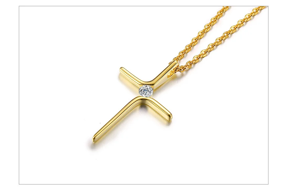 Vnox подвески в виде креста для женщин, ожерелье золотого цвета из нержавеющей стали, AAA CZ камень, тонкий крест, женские Украшения для вечеринки