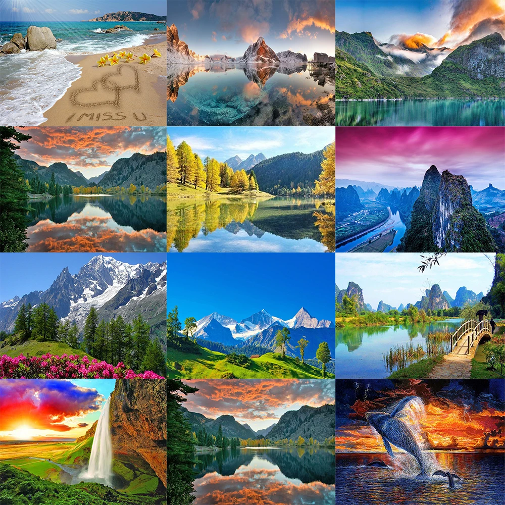 

Landscape Animals Picture 5D DIY Diamond Painting Square/Round Full Drill Mosaic Cross Stitch Kit Artist Home Decoration